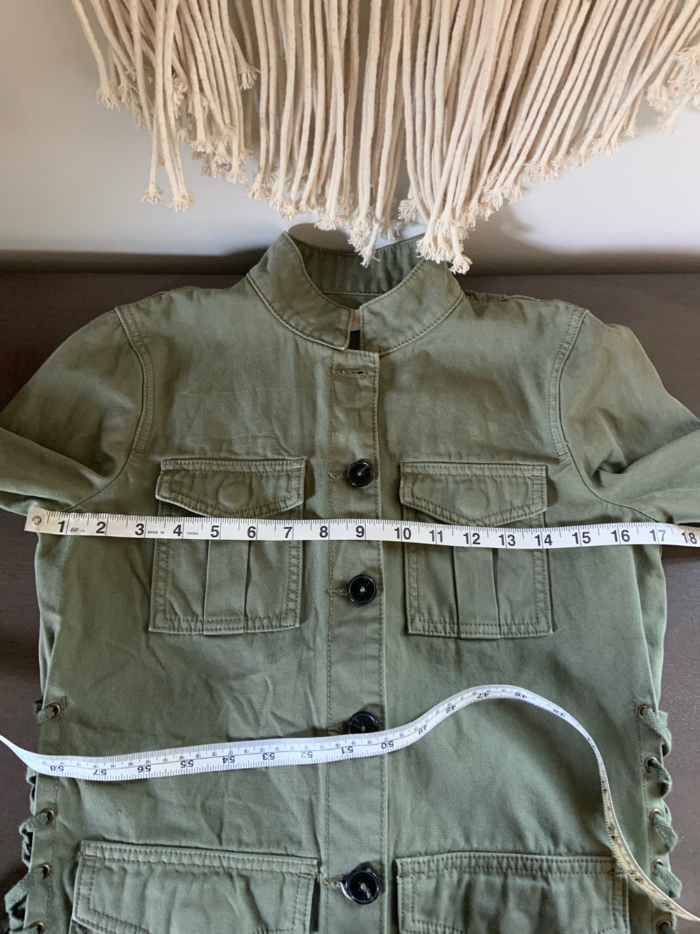 TORY BURCH Field Military Utility Lace Up Jacket Green Size XS - Picture 12 of 16